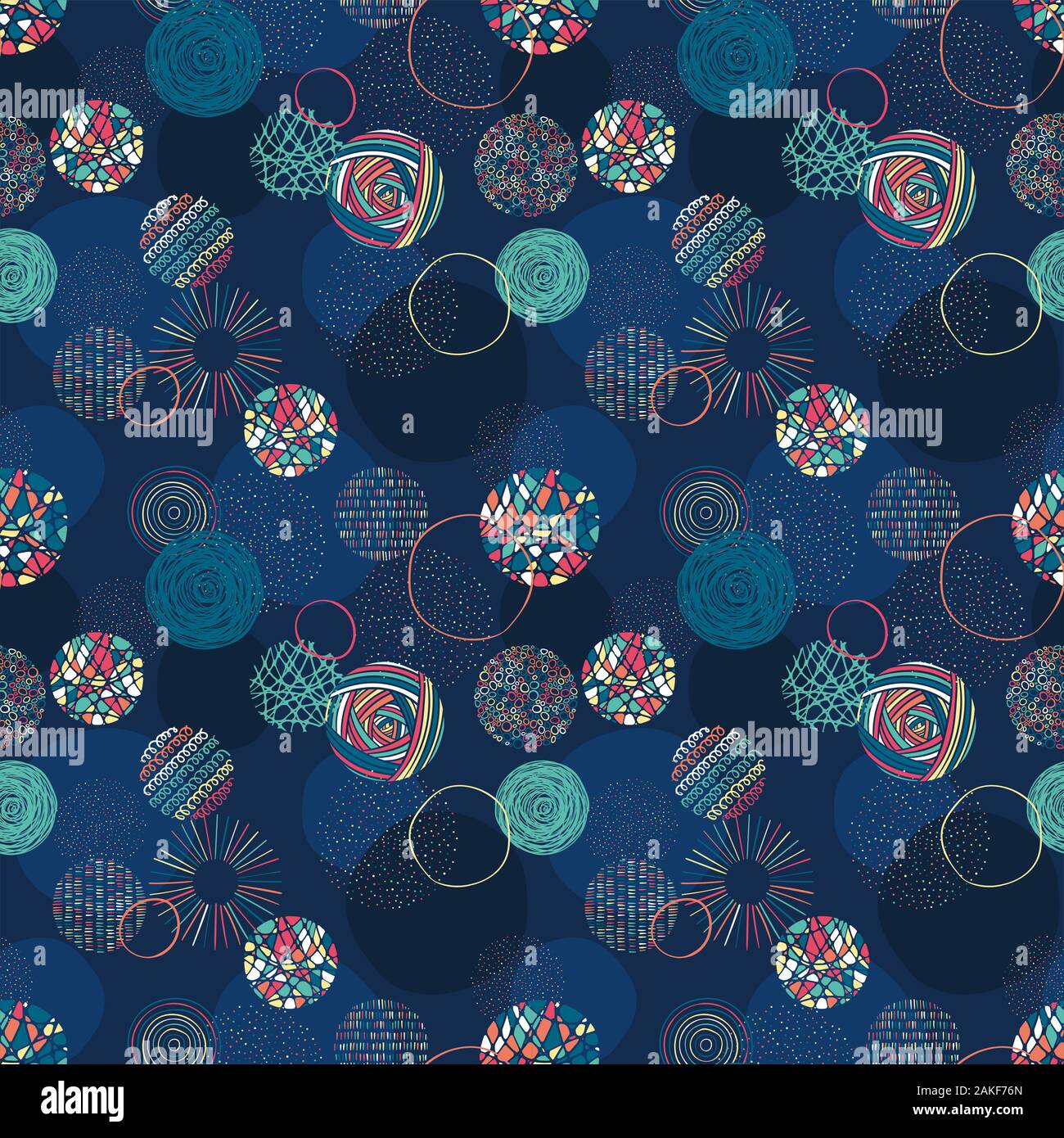 Cute hand drawn doodle circles seamless pattern, abstract and modern ...