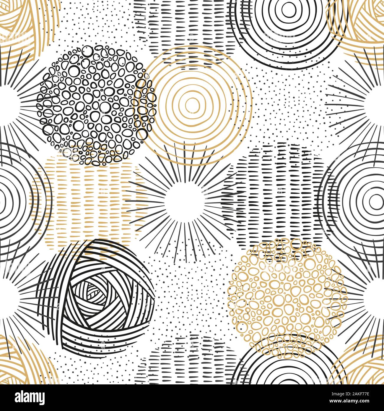 Cute hand drawn doodle circles seamless pattern, abstract and modern ...