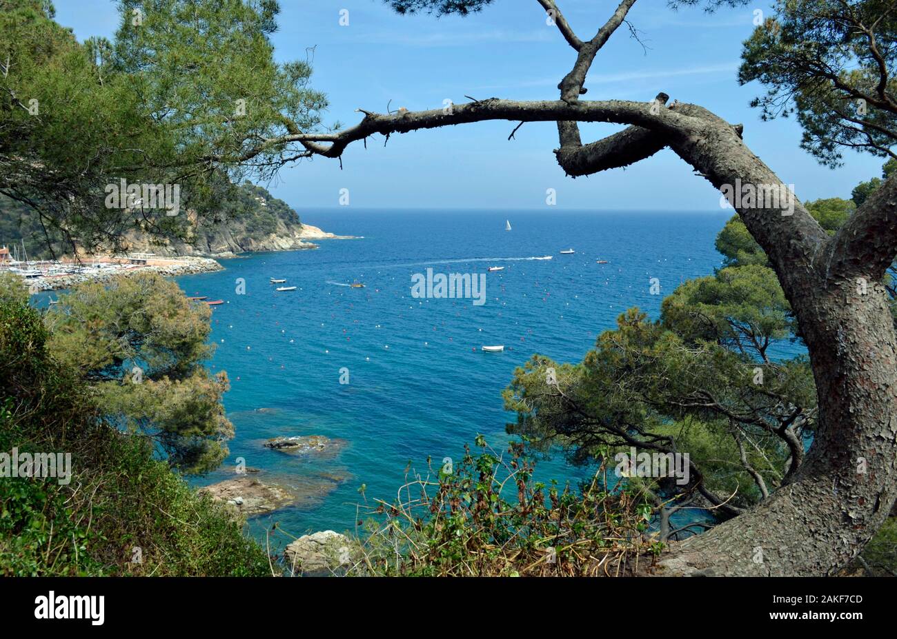 Sunny image of the spanish coast ocean and cliffs in the nature. Stock Photo