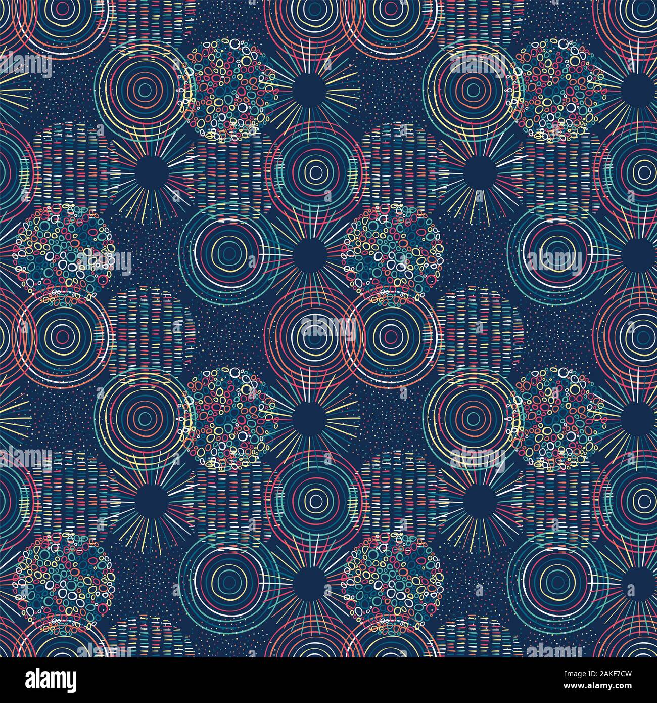Cute hand drawn doodle circles seamless pattern, abstract and modern ...
