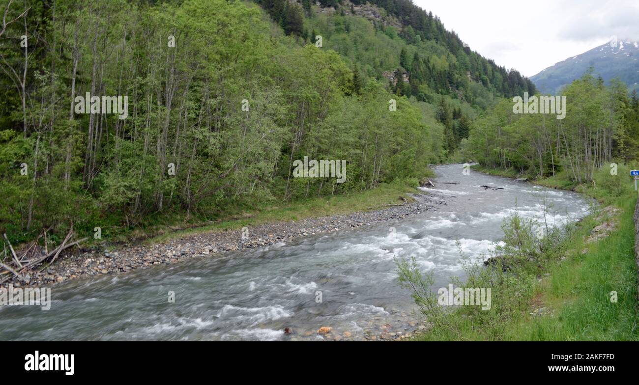 Austria Wild Rivers Wild river running through the forest in Tirol Austria europe Stock ...