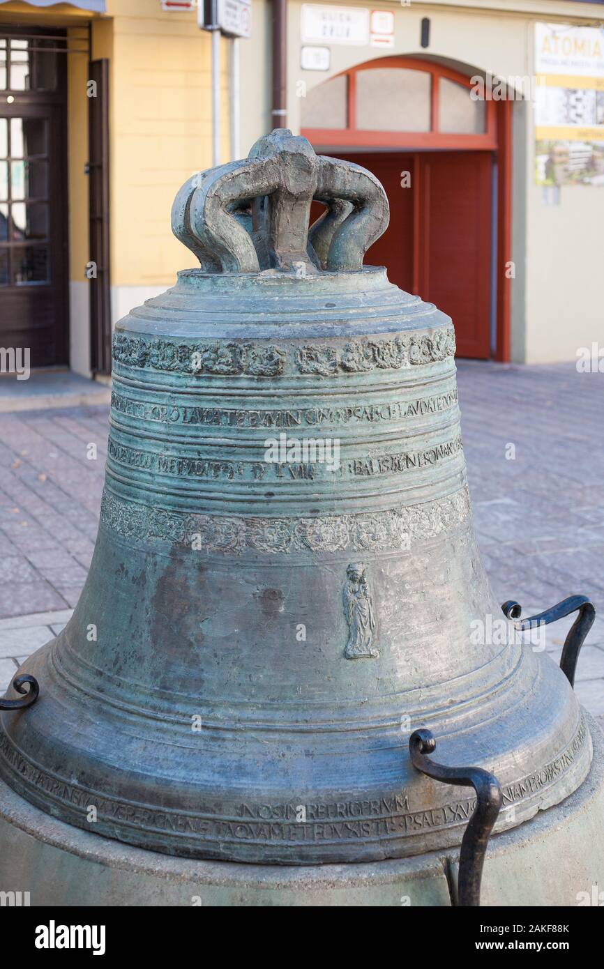 A broken bell on display in the square of Kosice, Slovakia. The bell