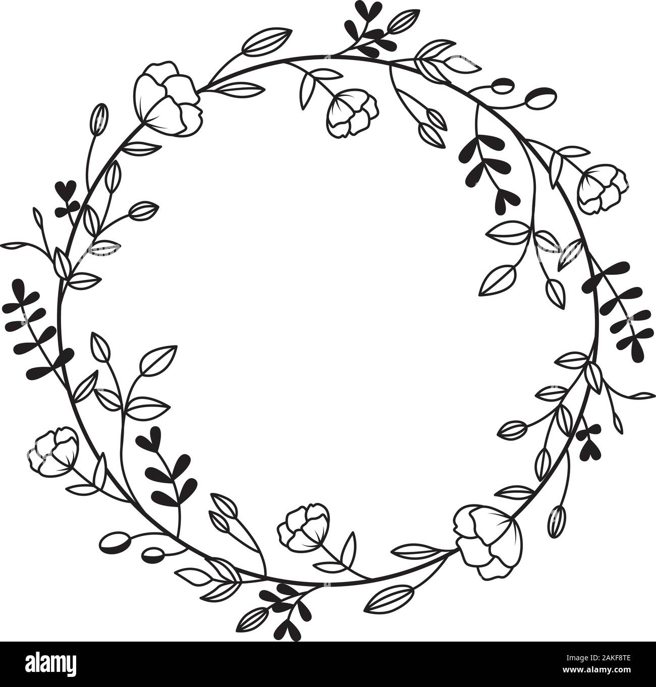 Floral circle wreath, Flowers frame for wedding invitation, birthday ...