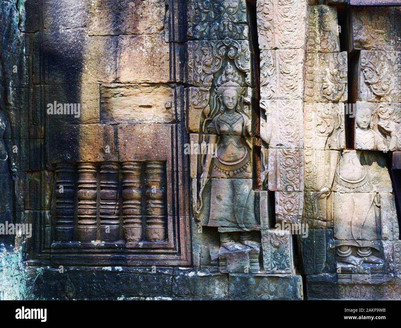Stone rock carving art at Banteay Kdei, part of the Angkor wat complex