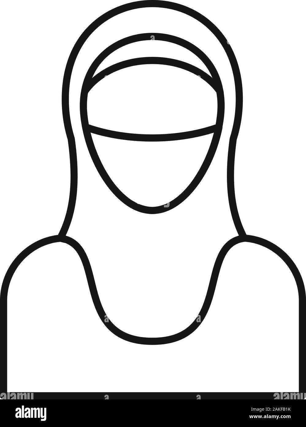 Muslim woman icon. Outline muslim woman vector icon for web design isolated on white background Stock Vector
