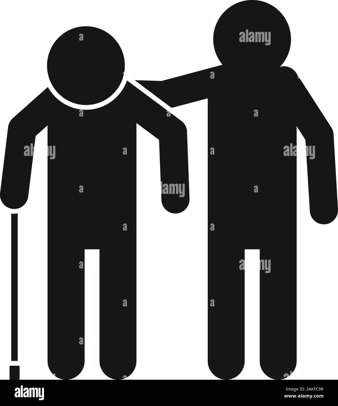 Boy help senior man icon. Simple illustration of boy help senior man ...