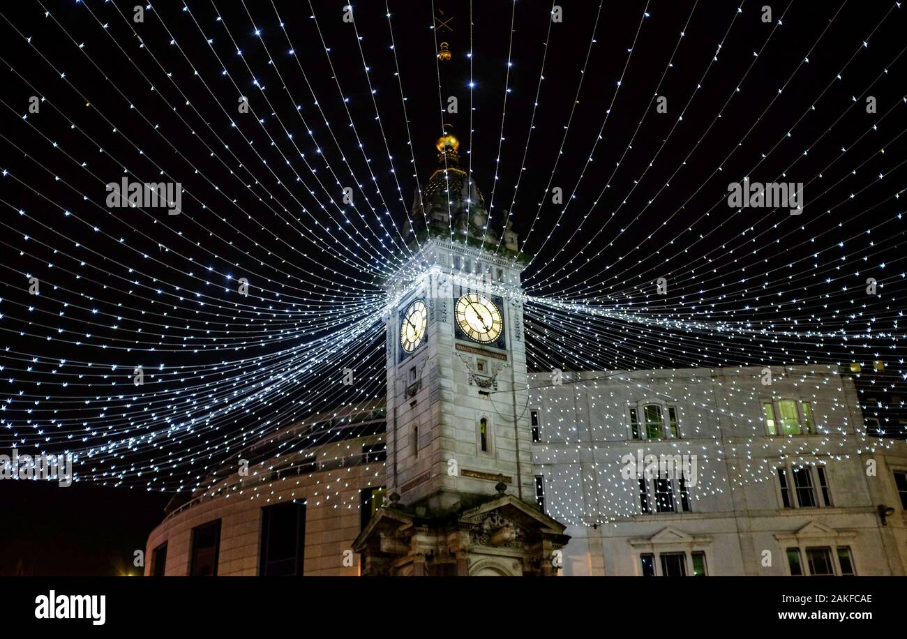 Brighton Clock Tower UK with Christmas lights Stock Photo