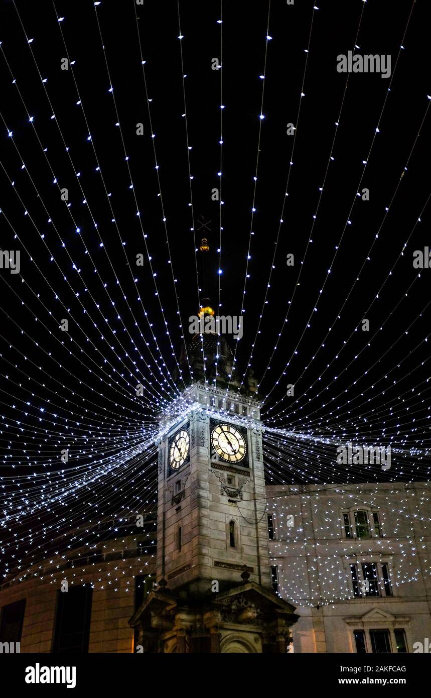 Brighton Clock Tower UK with Christmas lights Stock Photo Alamy