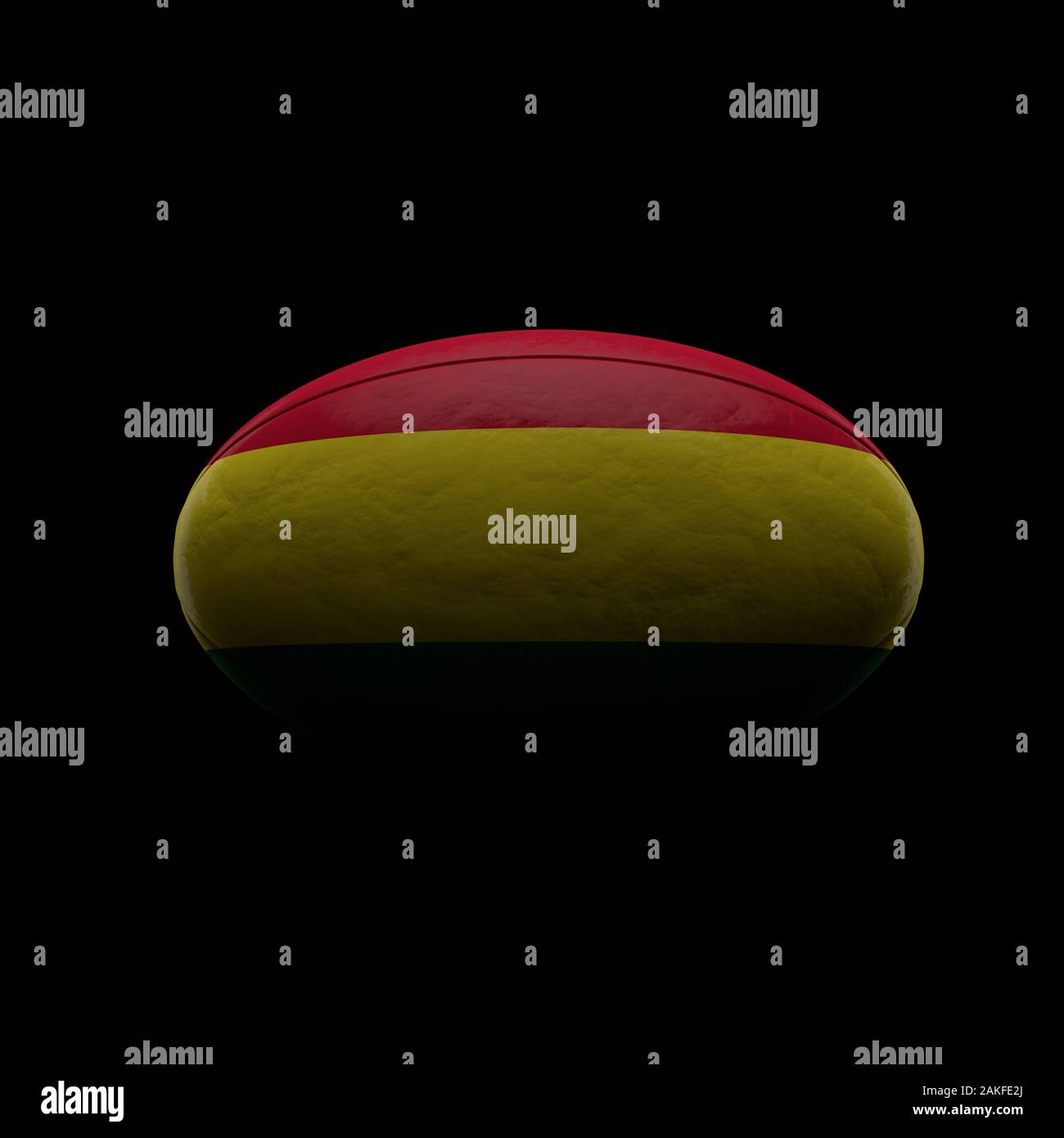 Bolivia flag rugby ball against black background. 3D Rendering Stock ...