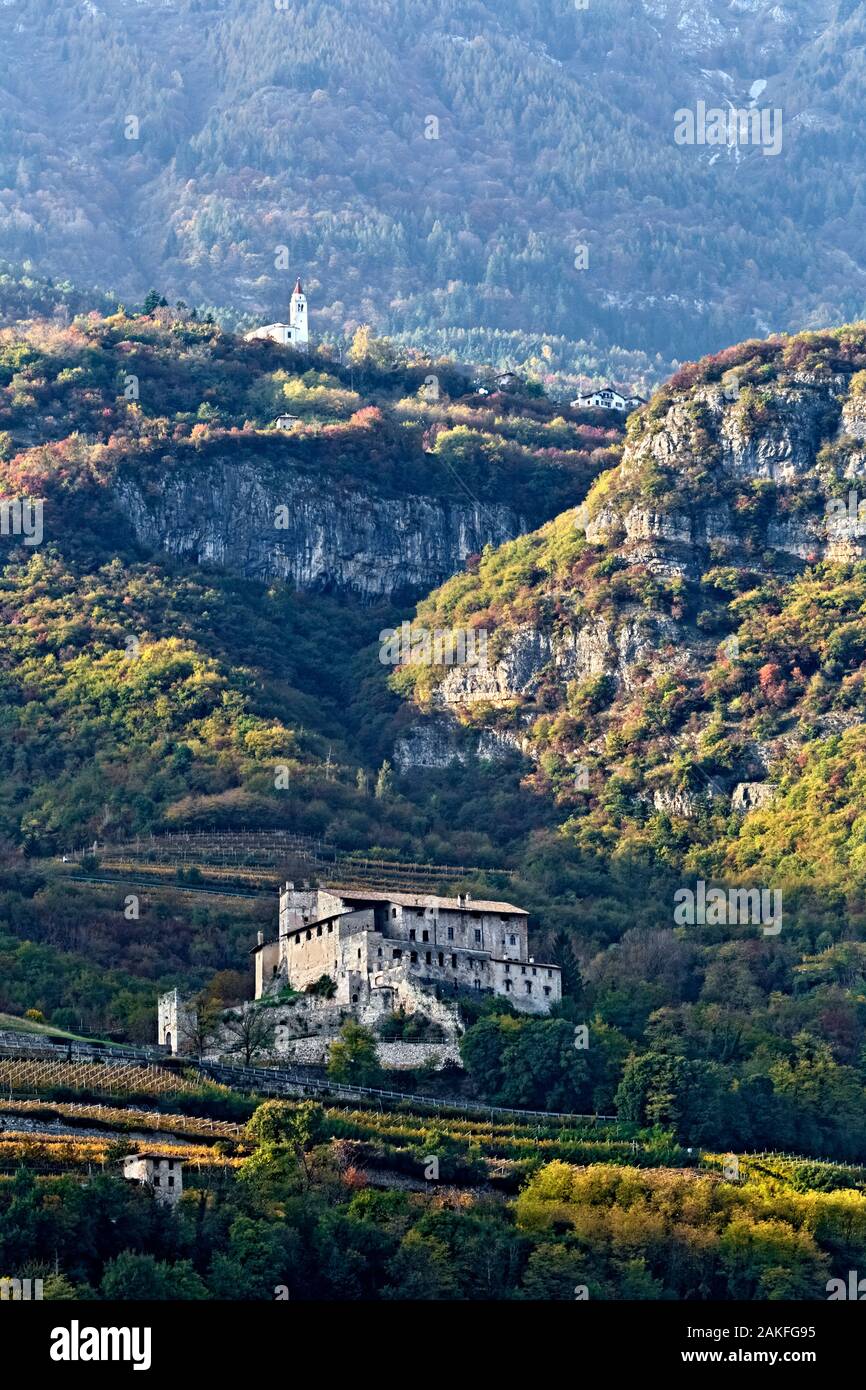 Castle Noarna in Vallagarina. Nogaredo, Trento province, Trentino Alto-Adige, Italy, Europe. Stock Photo