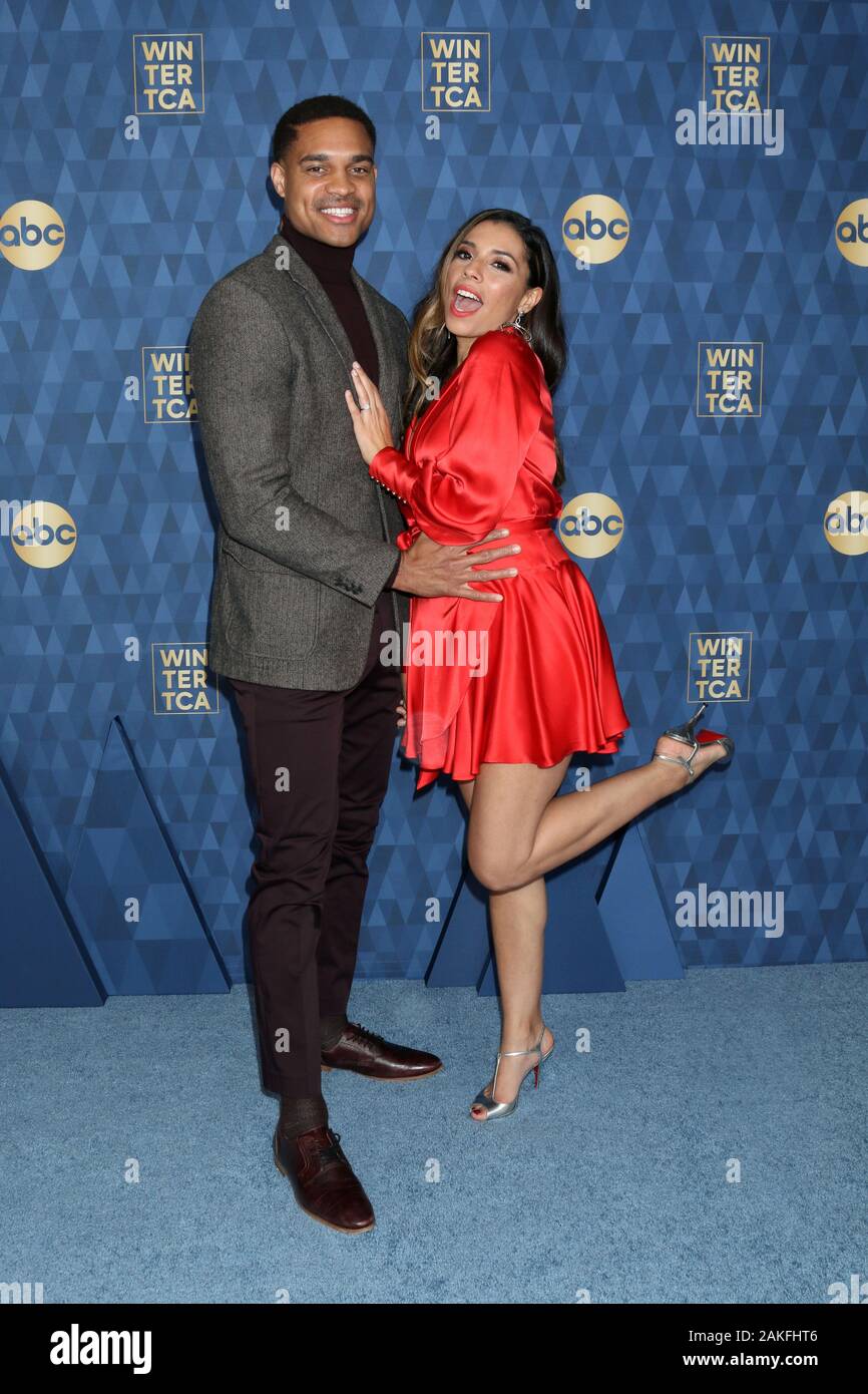 January 8, 2020, Pasadena, CA, USA: LOS ANGELES - JAN 8:  Marcus Emanuel Mitchell and Christina Vidal Mitchell at the ABC Winter TCA Party Arrivals at the Langham Huntington Hotel on January 8, 2020 in Pasadena, CA (Credit Image: © Kay Blake/ZUMA Wire) Stock Photo