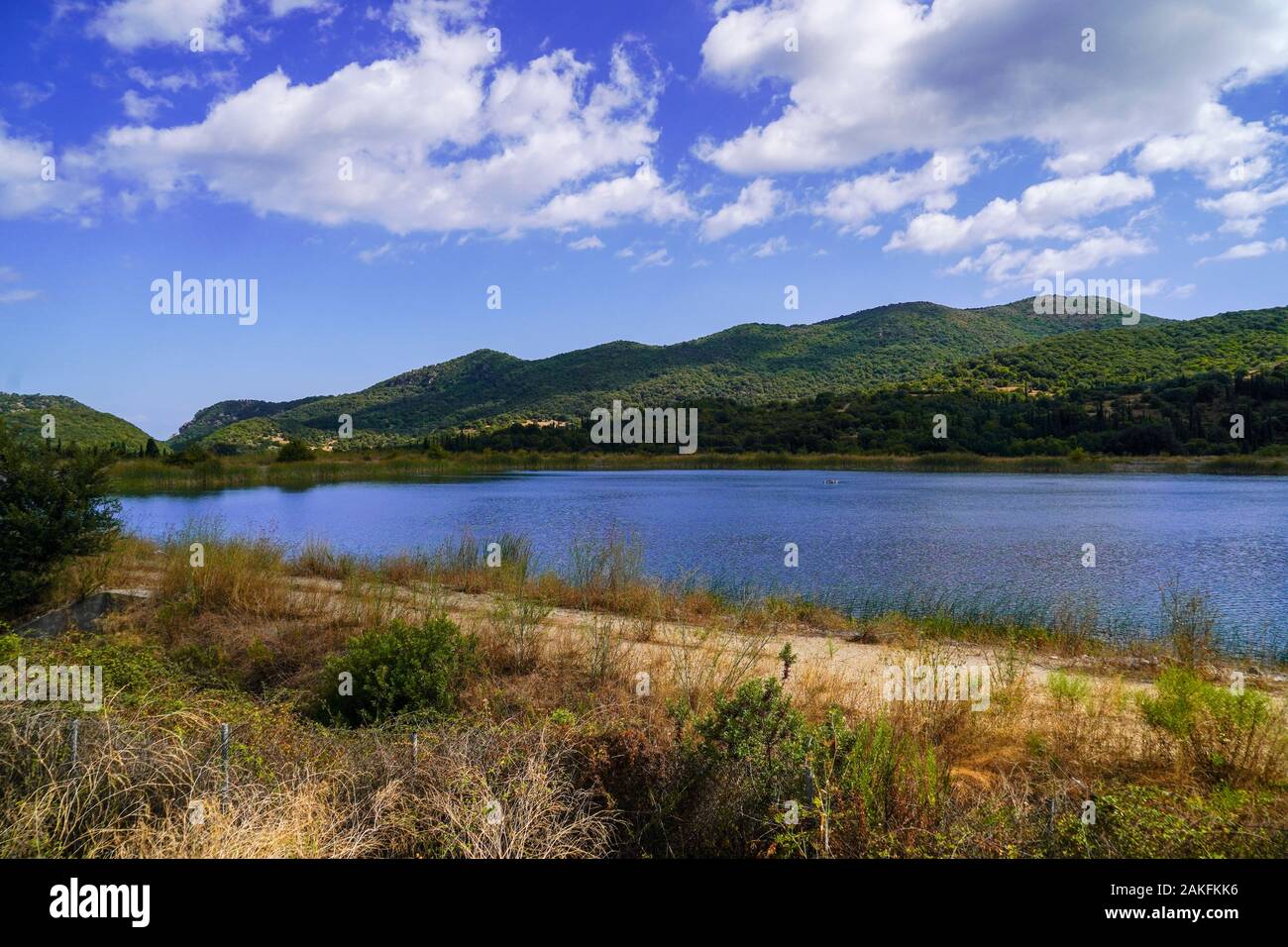 Lake landscape On the Greek Island of Cephalonia, Ionian Sea, Greece Stock Photo