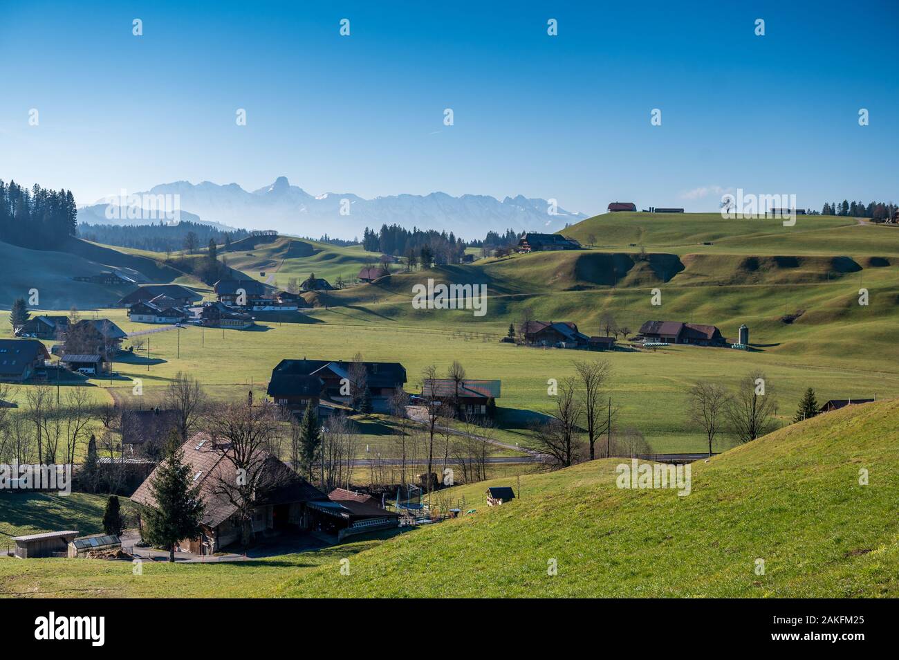 view of Stockhorn and Oberei Süderen in Emmental Stock Photo