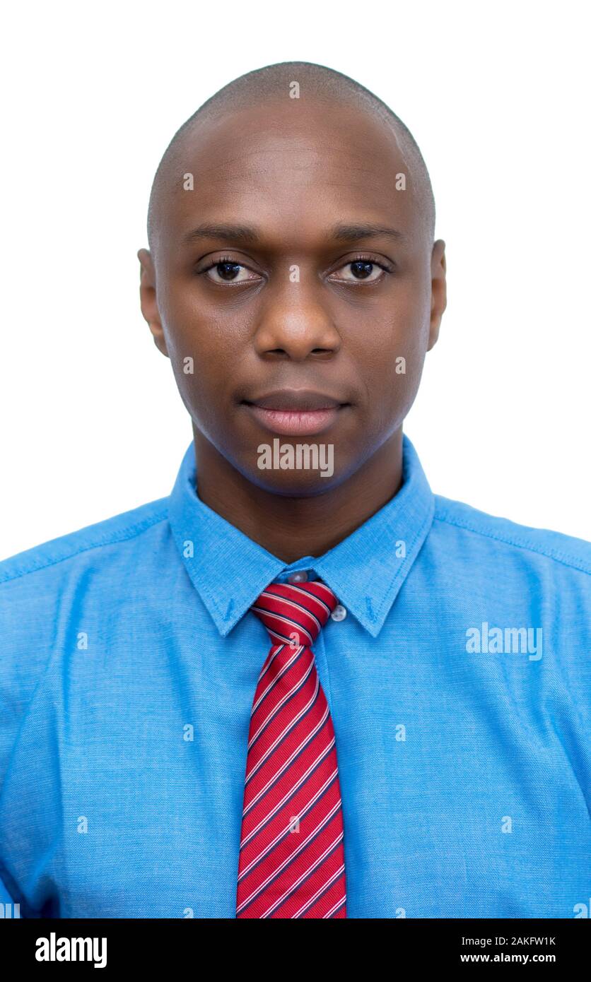 Passport photo of african american businessman isolated on white background  for cut out Stock Photo - Alamy