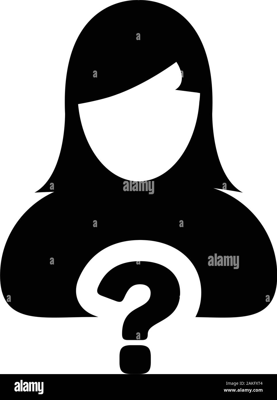 User icon with question mark symbol vector with female person profile