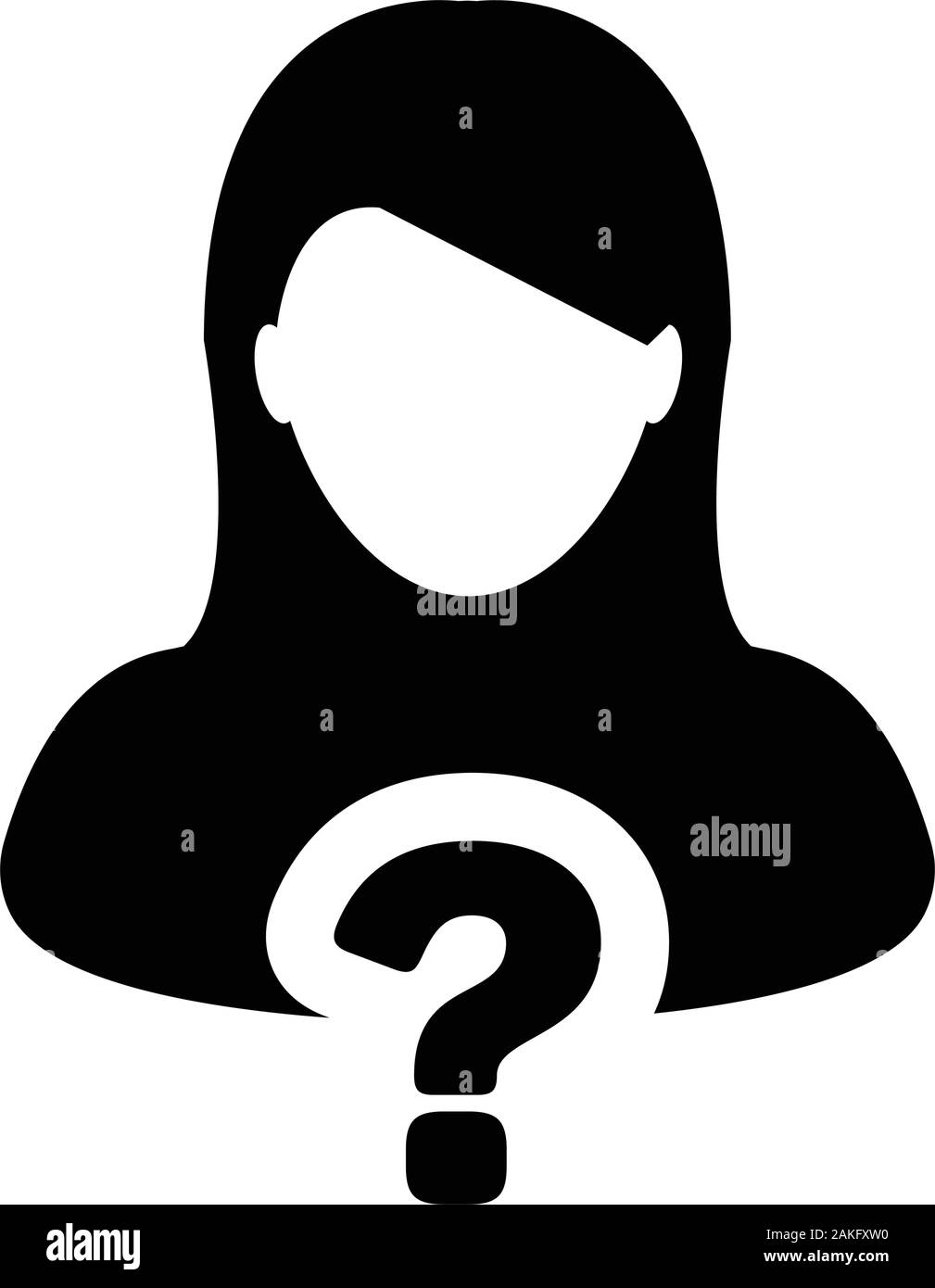 Profile icon with question mark symbol vector with female person avatar