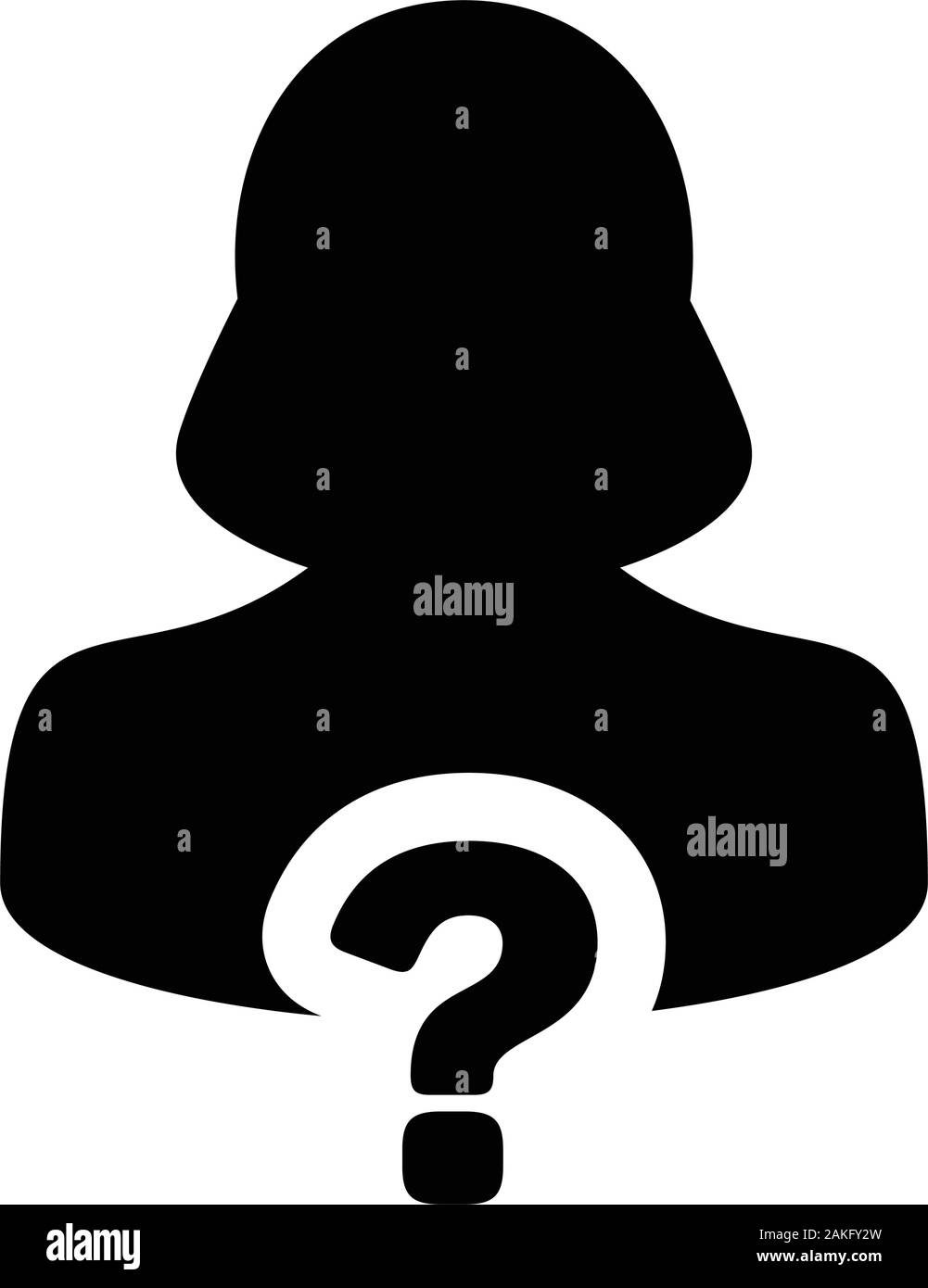 Question icon vector female person profile avatar symbol for help sign ...