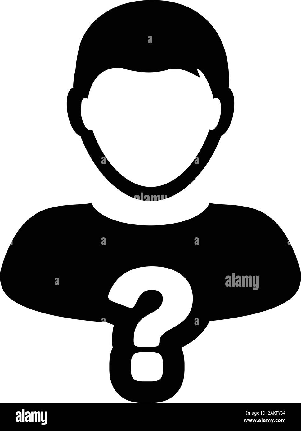 User icon with question mark symbol vector with male person profile ...