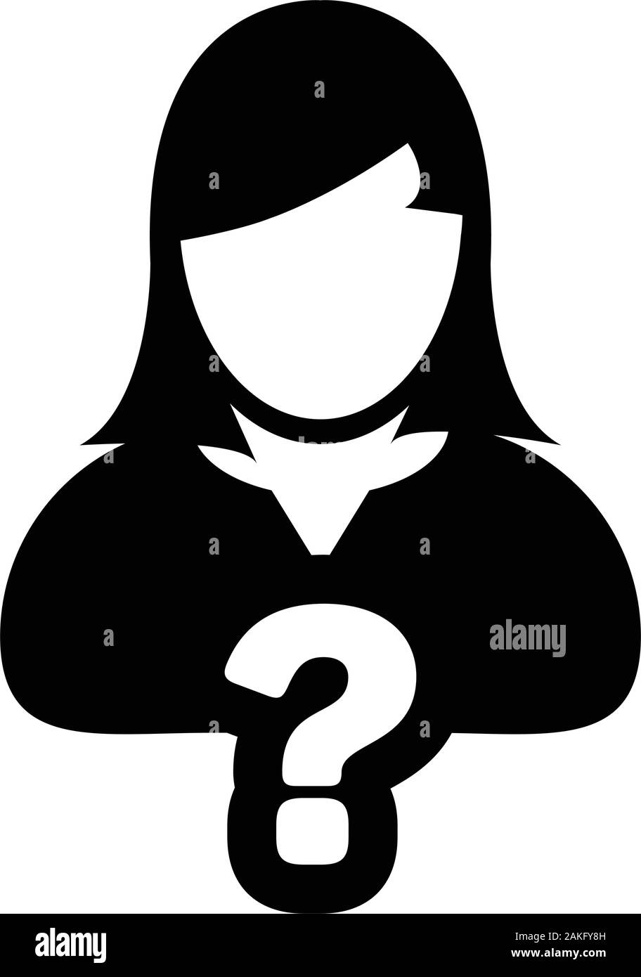 Inquiry icon vector question mark with female user person profile ...