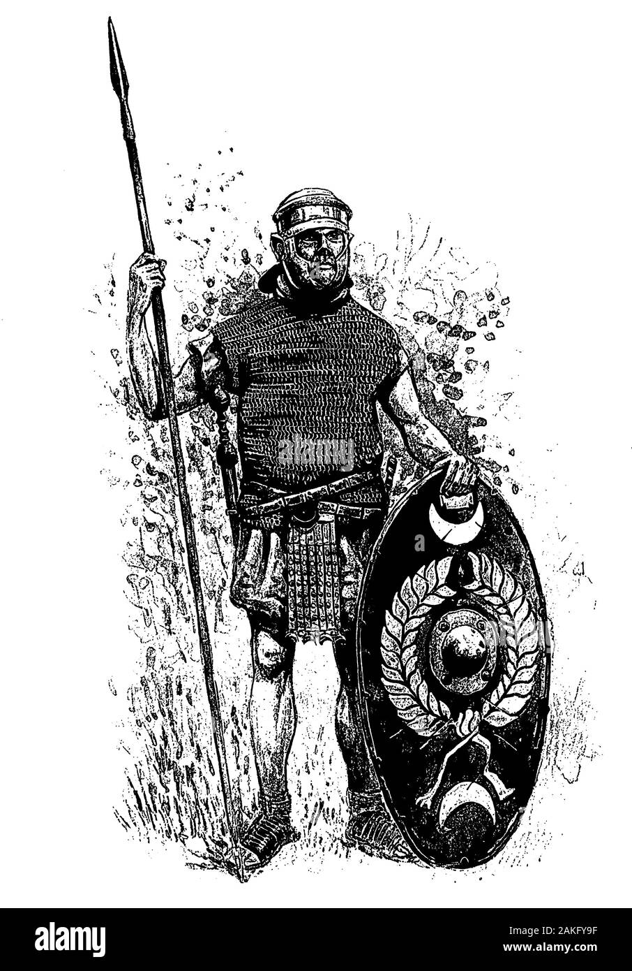 Roman auxiliaries illustration. Roman legionary. Auxiliaries soldier. Stock Photo