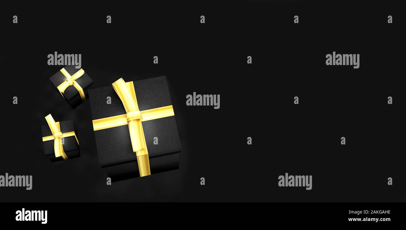 gift box on black background in 3D rendering Stock Photo - Alamy