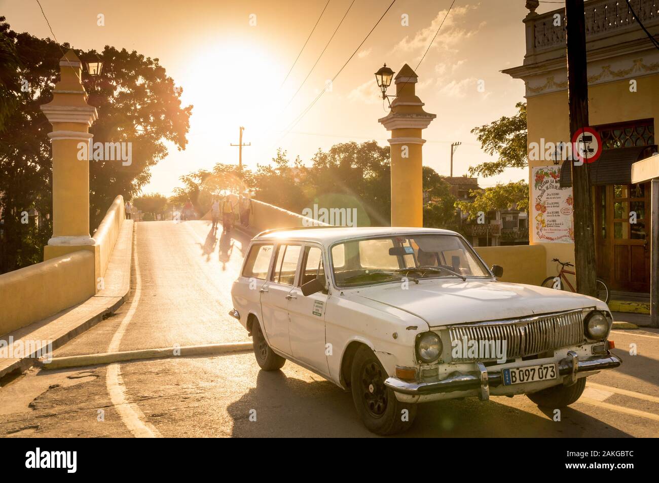 Vintage Car in Sancti Spiritus, Cuba, Latin America Stock Photo