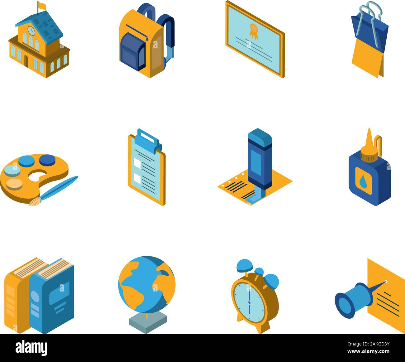 School icon set design, Eduaction class lesson knowledge preschooler ...