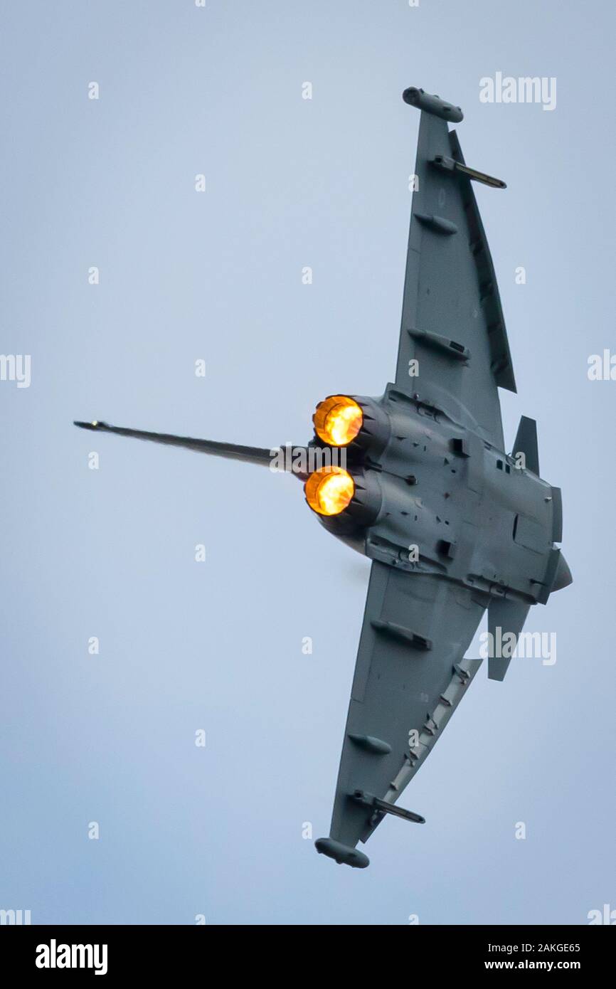 Fairford, Gloucestershire, UK - July 20th, 2019: The Royal Air Force Euro Fighter Typhoon performs at Fairford International Air Tattoo 2019 Stock Photo