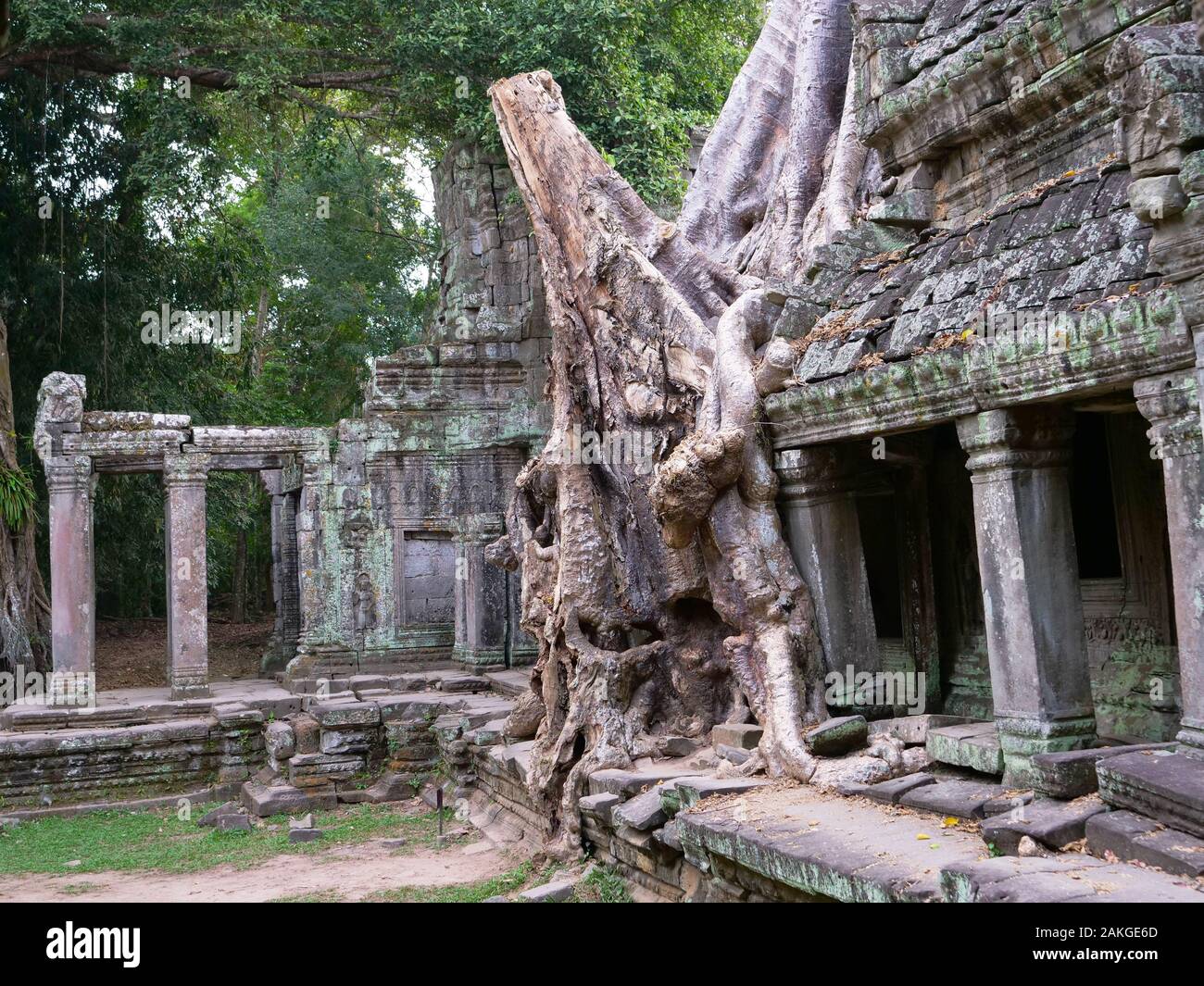 Landscape View Of Demolished Stone Architecture And Aerial Tree Root At Preah Khan Temple Angkor Wat Complex Siem Reap Cambodia A Popular Tourist At Stock Photo Alamy