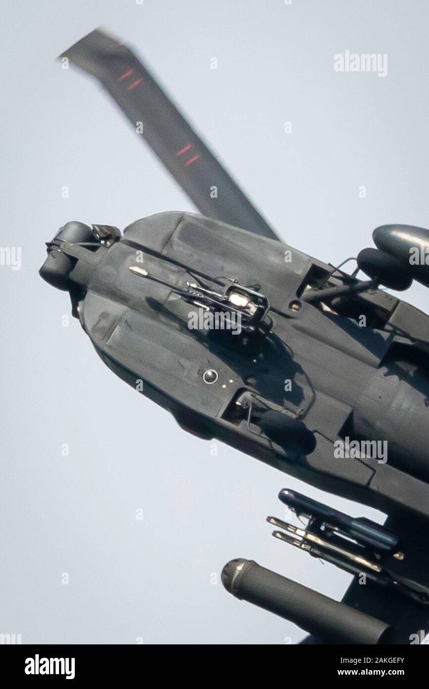 Fairford, Gloucestershire, UK - July 20th, 2019: Boeing AH-64D Longbow Apache Displays at the Fairford International Air Tattoo 2019 Stock Photo