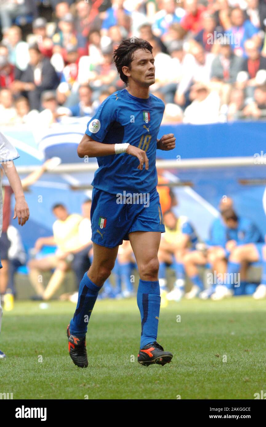Hamburg Germany, 22 May 2006, FIFA World Cup Germany 2006, Czech Republic - Italy , match at the Volksparkstadion : Filippo Inzaghi during the match Stock Photo
