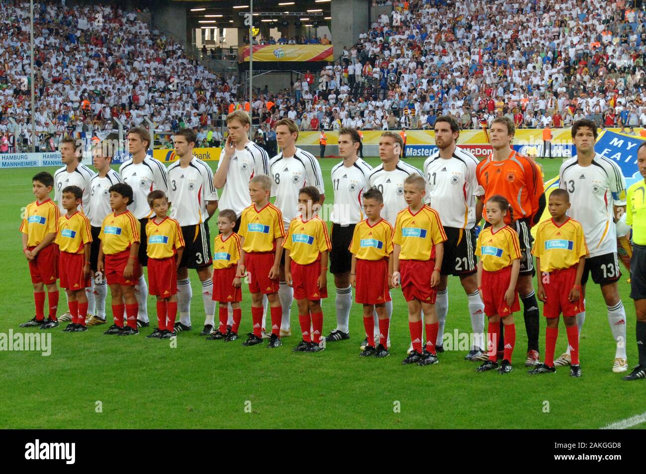 Dortmund Germany, 4 July 2006, FIFA World Cup Germany 2006, Germany-Italy semi-final at the Westfalenstadion:Germany National Football before the match Stock Photo