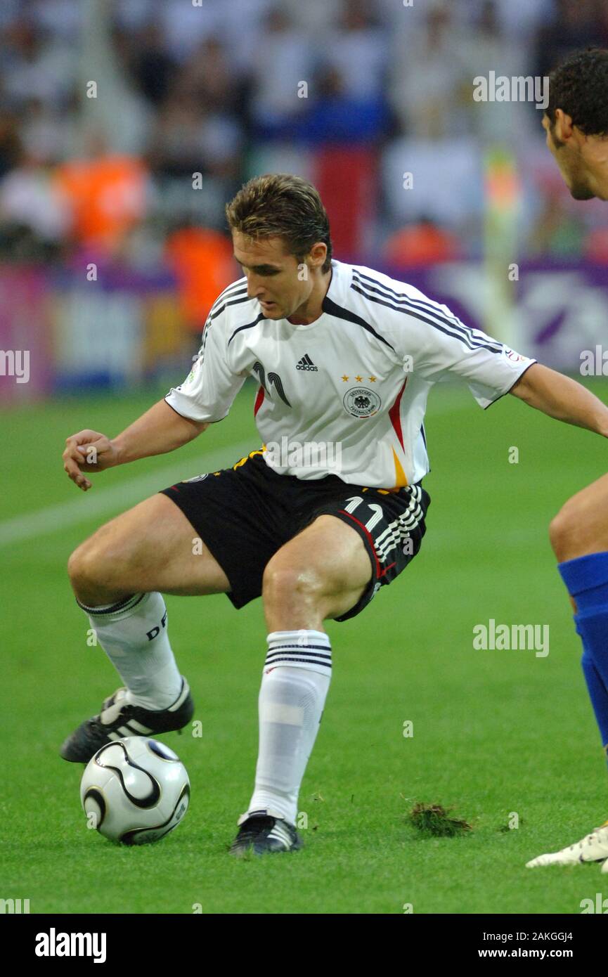 Dortmund Germany, 4 July 2006, FIFA World Cup Germany 2006, Germany-Italy semi-final at the Westfalenstadion:Miroslav Klose in action during the  match Stock Photo