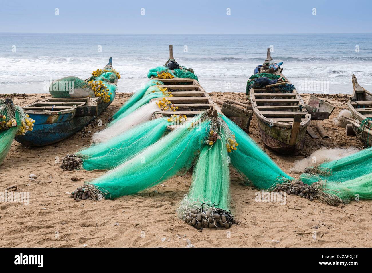 Ivory Coast, Grand Lahou district, Grand Lahou, fisherman boats Stock Photo