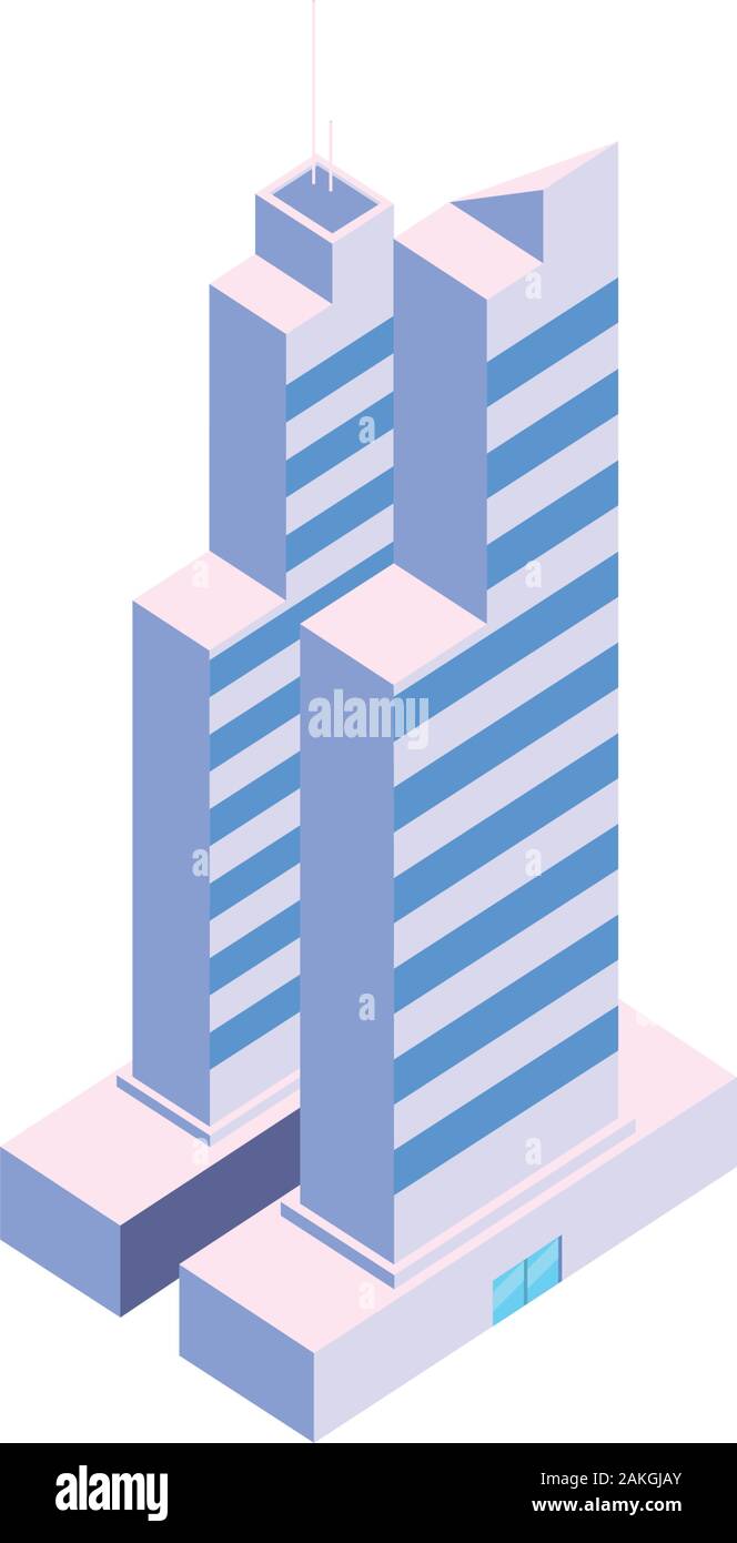 Isometric white building design, City architecture urban modern ...