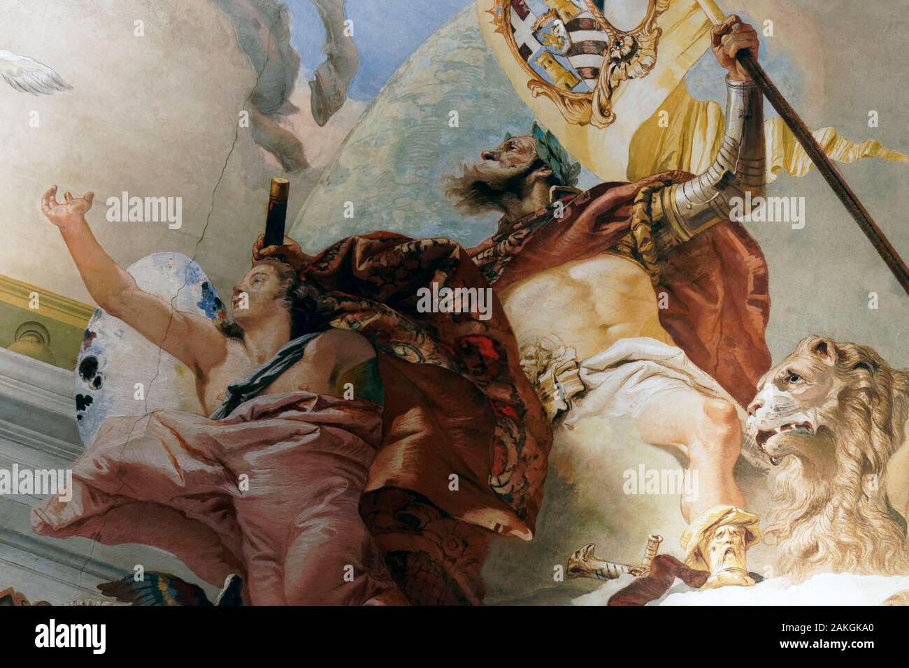 Italy, Veneto, Venice listed as World Heritage by UNESCO, Palace of Ca' Rezzonico, venitian 18th century museum, Nuptial Allegory room, the ceiling painted by Giambattista Tiepolo Stock Photo