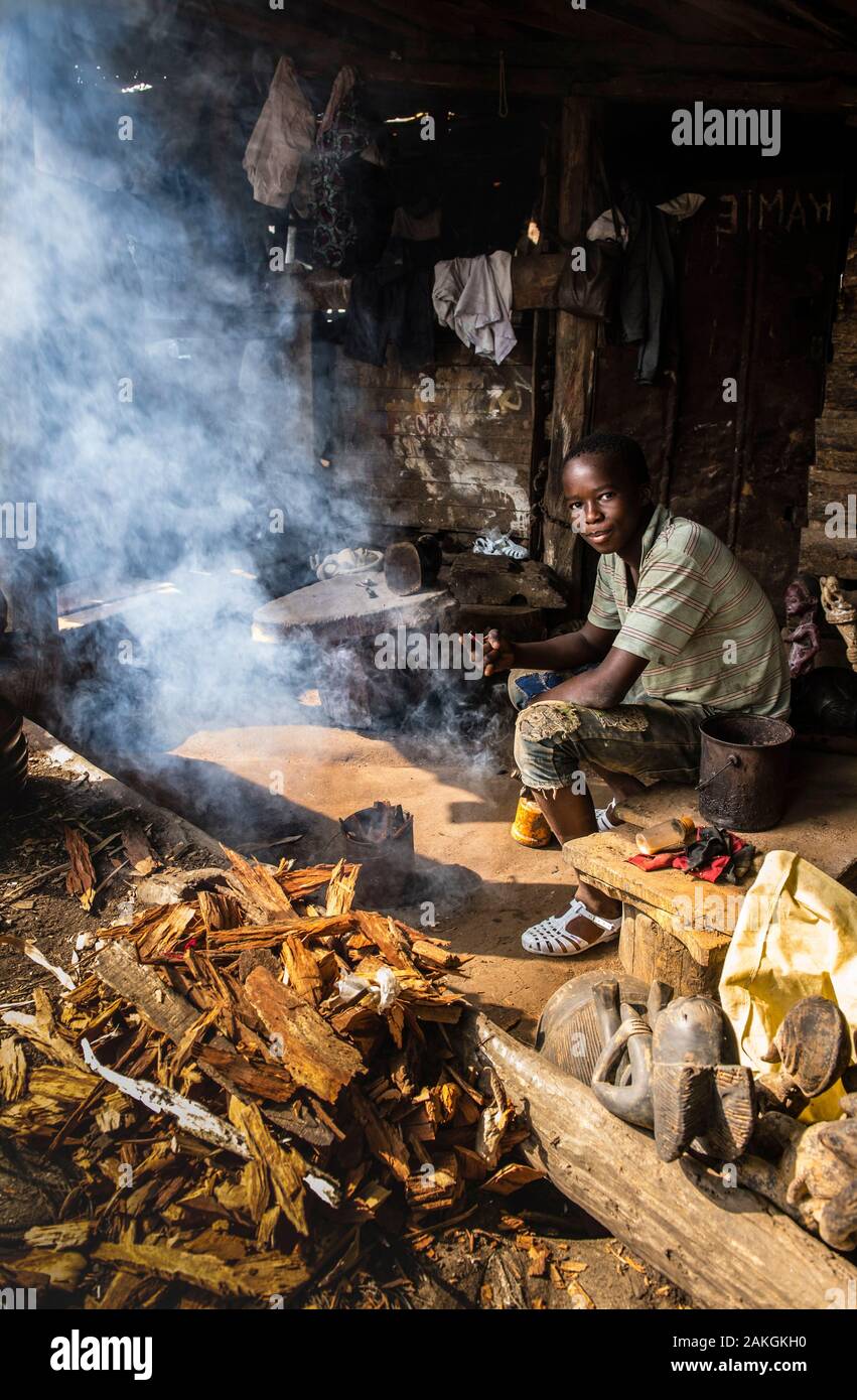 Ivory Coast, Abidjan, wood craftsmen district Stock Photo