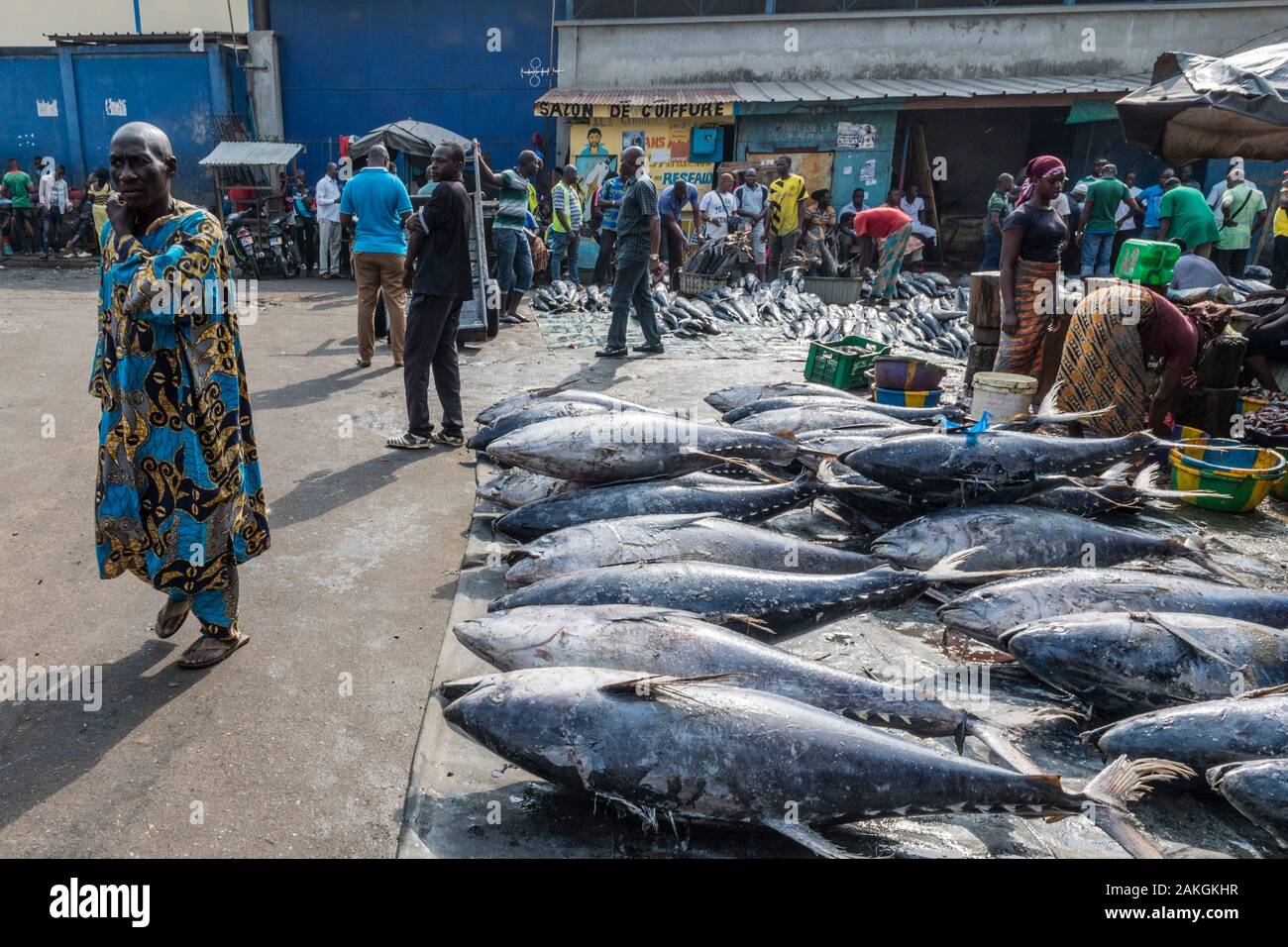 Ivory Coast, Abidjan,fish market Stock Photo