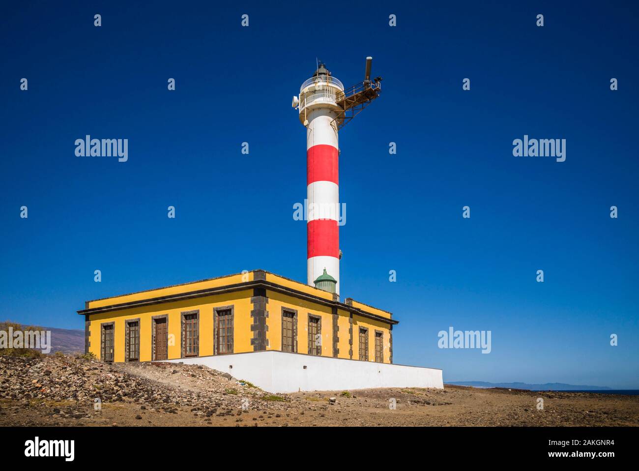 Spain, Canary Islands, Tenerife Island, Poris de Abona, Faro de Punta de Abona lighthouse Stock Photo