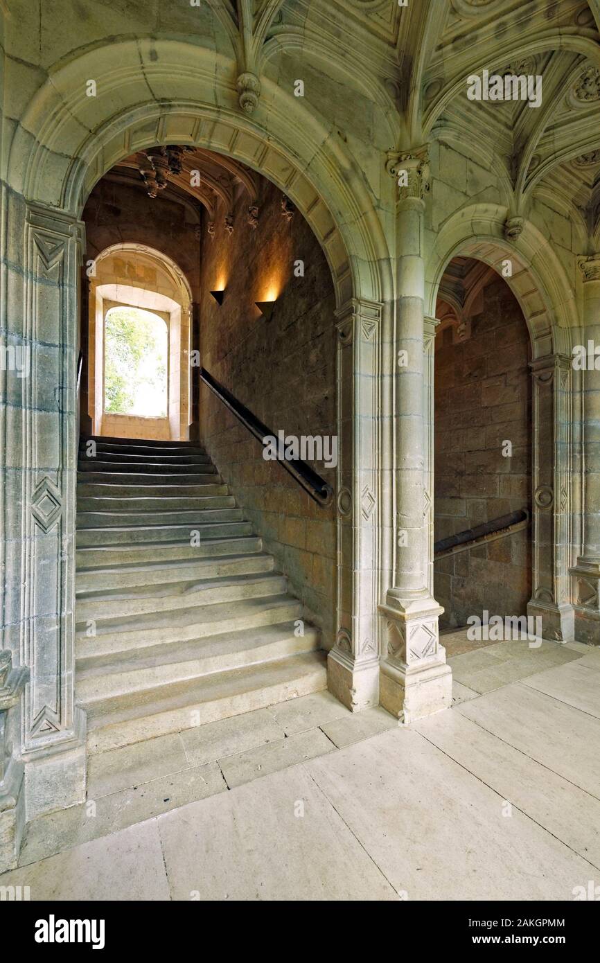 France, Indre et Loire, Loire Valley listed as World Heritage by UNESCO,  castle of Azay le Rideau, built from 1518 to 1527 by Gilles Berthelot,  Renaissance style, honor staircase Stock Photo - Alamy