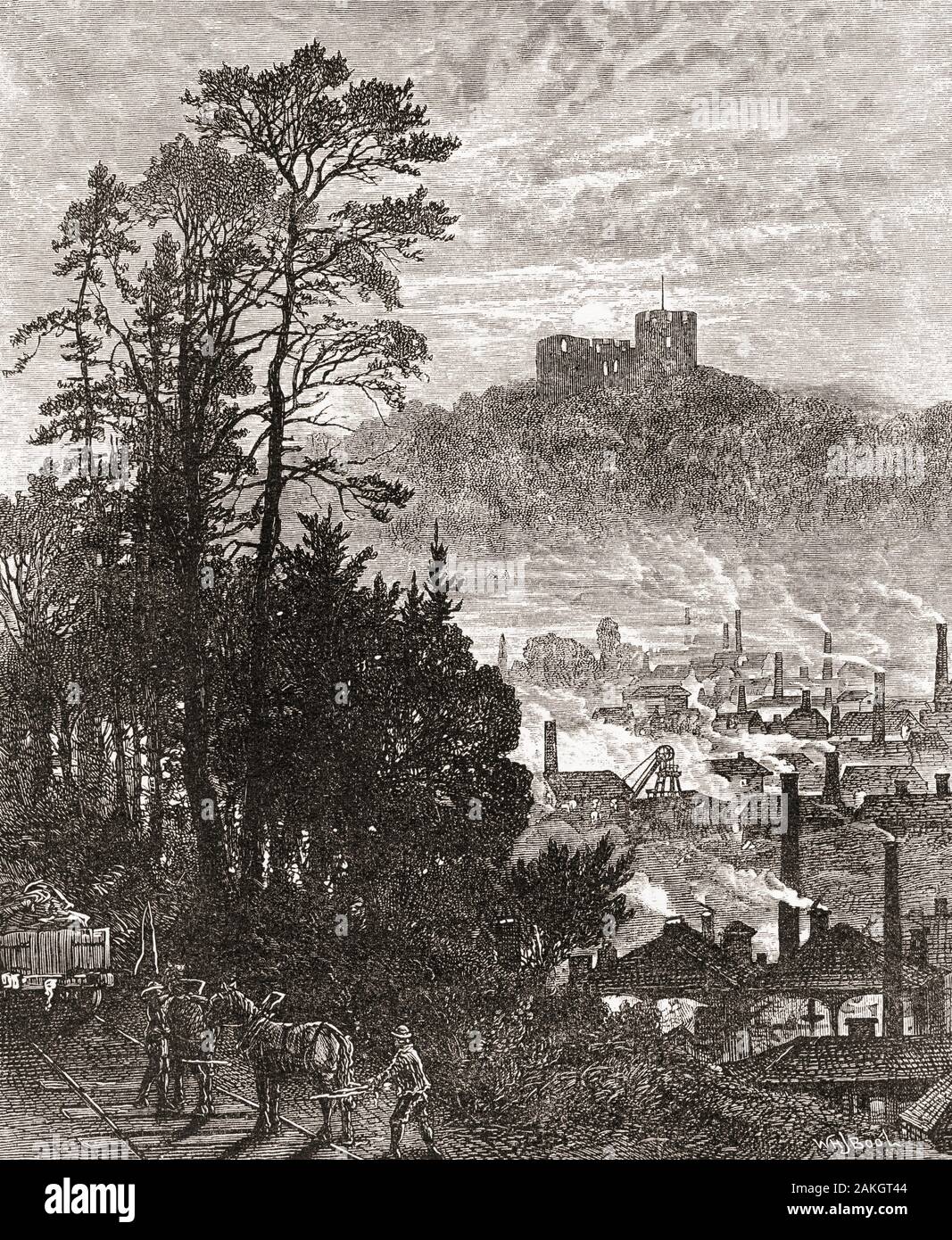 The Black Country and Dudley Castle, West Midlands, England, seen here in the 19th century.  From English Pictures, published 1890. Stock Photo