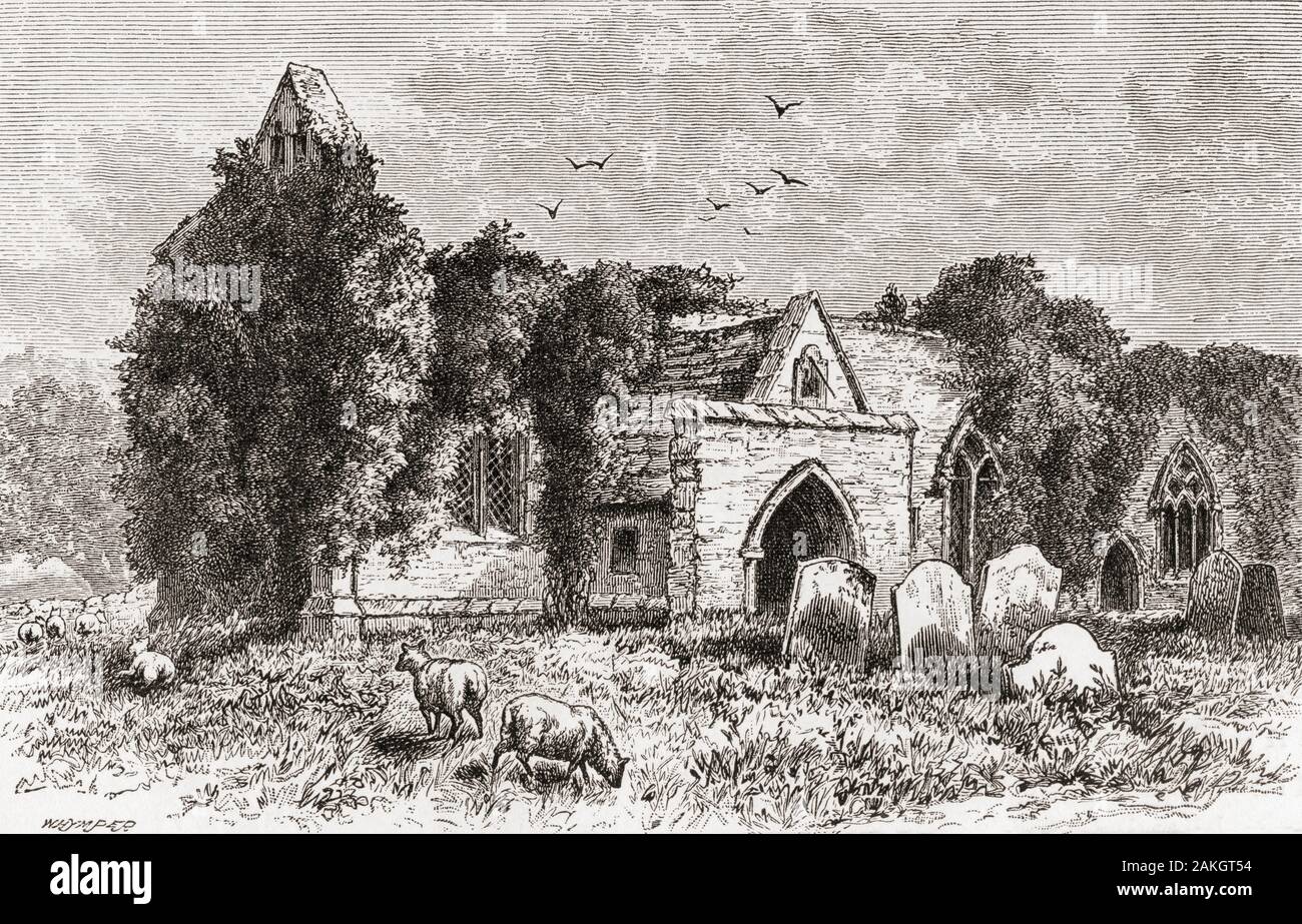 St Mary's Church, near Barnard Castle, Wycliffe, County Durham, England, seen here in the 19th century. From English Pictures, published 1890. Stock Photo