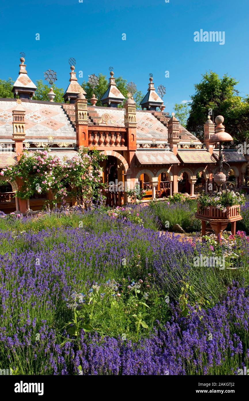 France Haute Savoie Rumilly Vaulx Secret Gardens Remarkable Garden Label Lavender In The Parish Garden And The Roof Of The Joyful Island Stock Photo Alamy