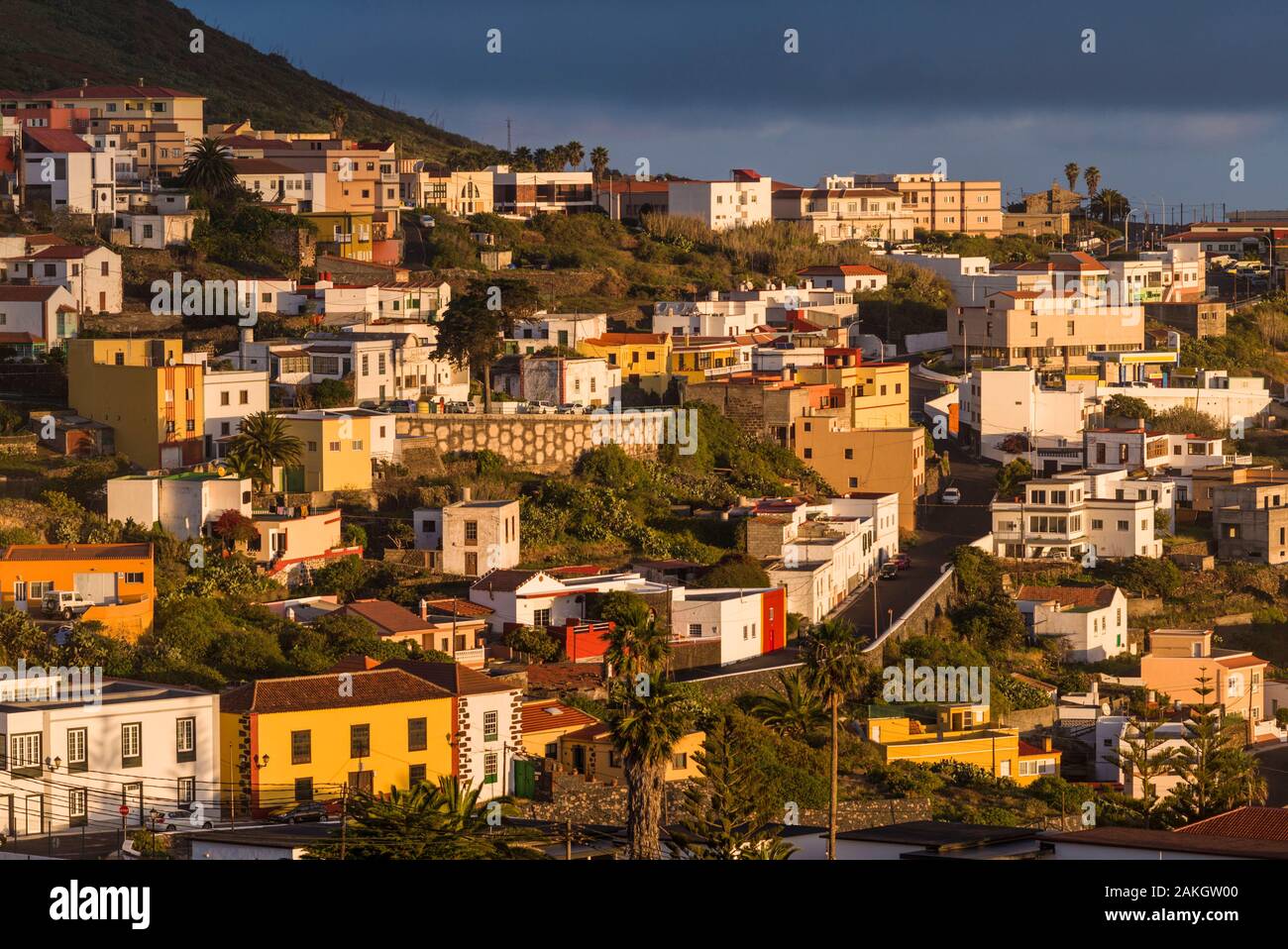 Spain, Canary Islands, El Hierro Island, Valverde, island capital, elevated dawn Stock Photo