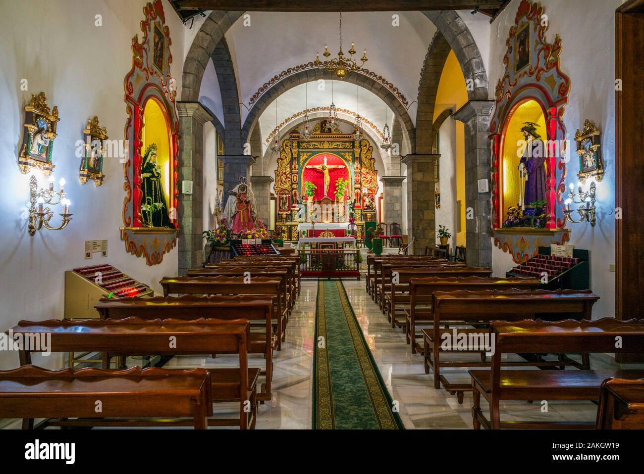 Spain, Canary Islands, Tenerife Island, Santiago del Teide, Iglesia de San  Fernando Rey church, interior Stock Photo - Alamy