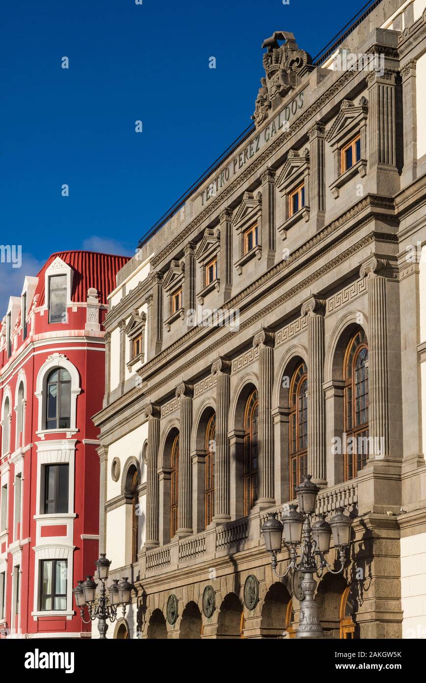 Spain, Canary Islands, Gran Canaria Island, Las Palmas de Gran Canaria, Teatro Perez Galdos, theater, exterior Stock Photo