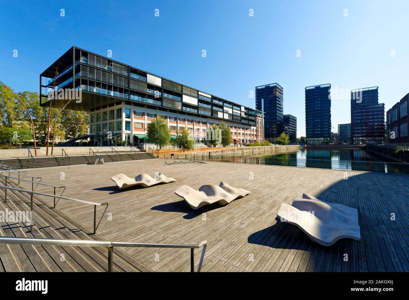 France, Bas Rhin, Strasbourg, development of port du Rhin (Rhine's harbour)  and conversion of breakwater of Bassin d'Austerlitz, rehabilitation of the  Seegmuller warehouse in offices, shops and accommodation by the agency  Heintz-Kehr