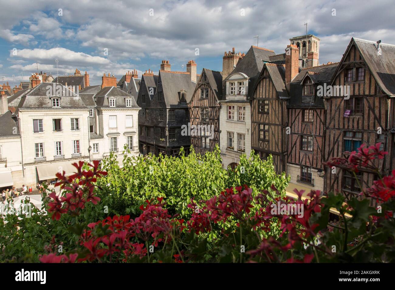 France, Indre et Loire, Loire valley listed as World Heritage by UNESCO, Tours, old Tours, place Plumereau Stock Photo