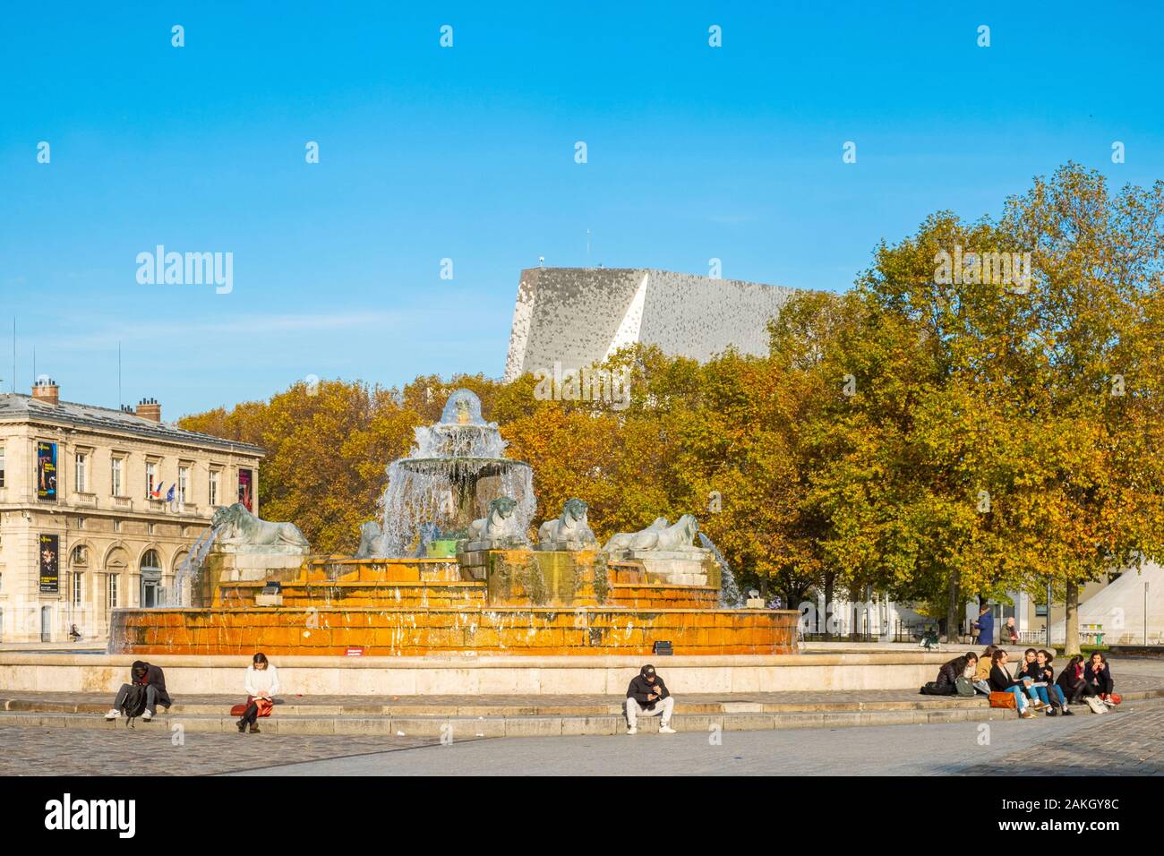France, Paris, Parc de la Villette in autumn Stock Photo