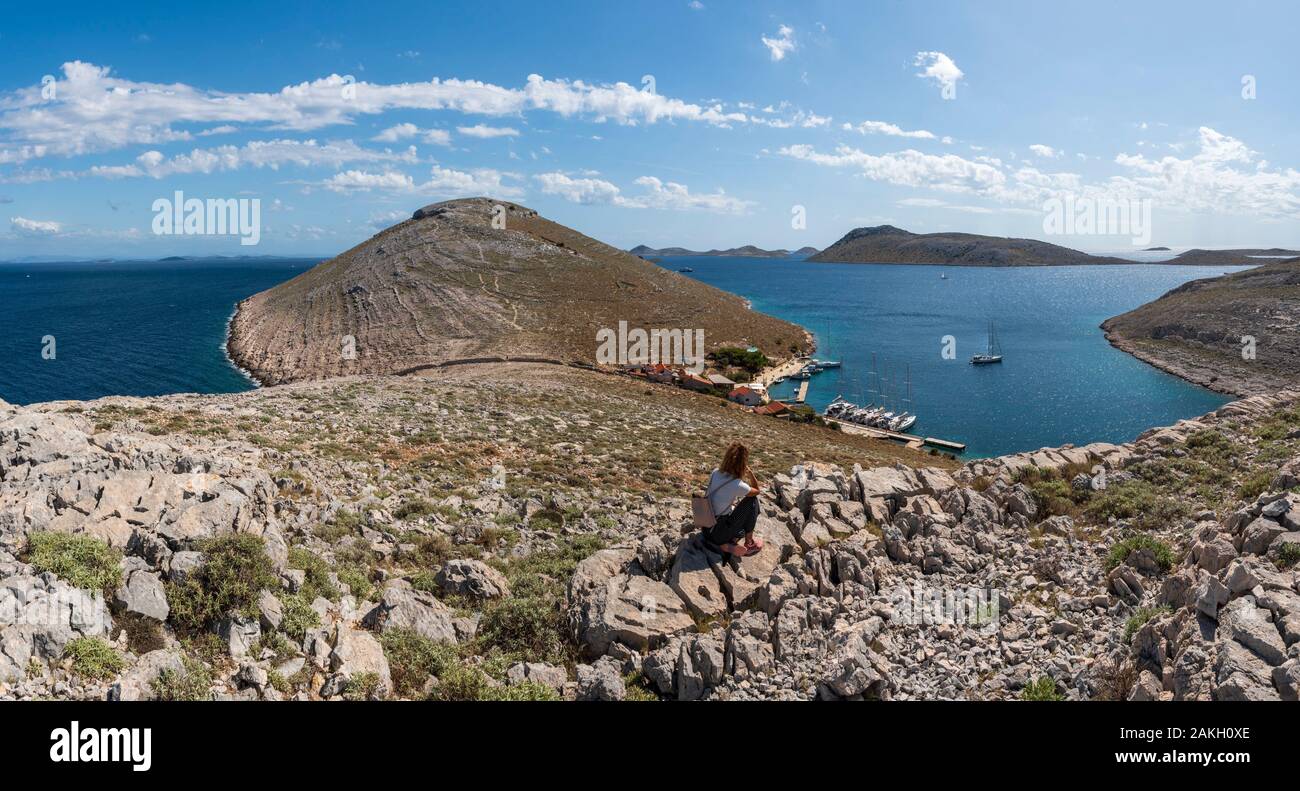 Croatia, Dalmatia, Sibenik Knin County, Dalmatian Coast, Kornati Islands National Park, Kornat Island, Konoba Opat restaurant and marina Stock Photo